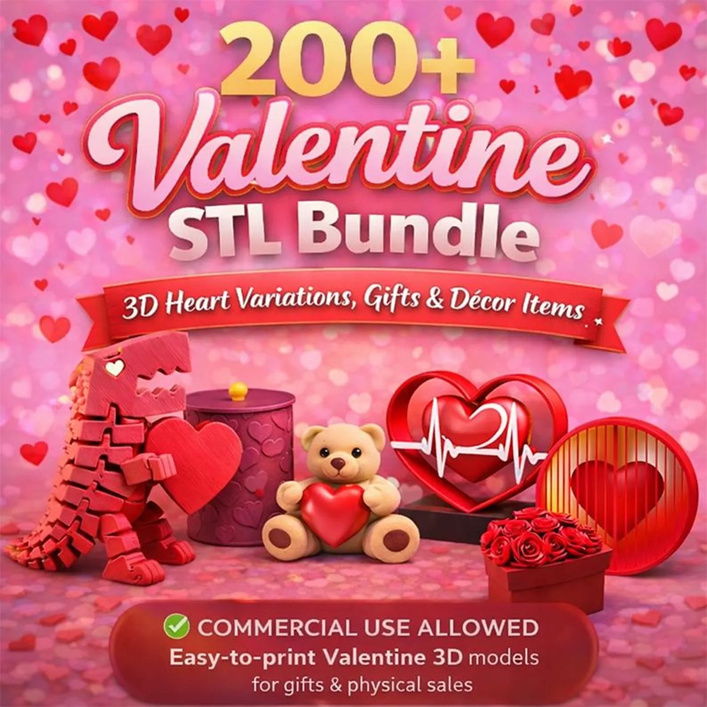 Valentine's Day STL Bundle - 200+ 3D Print Files for Gifts, Jewelry & Décor and more|Instant Download