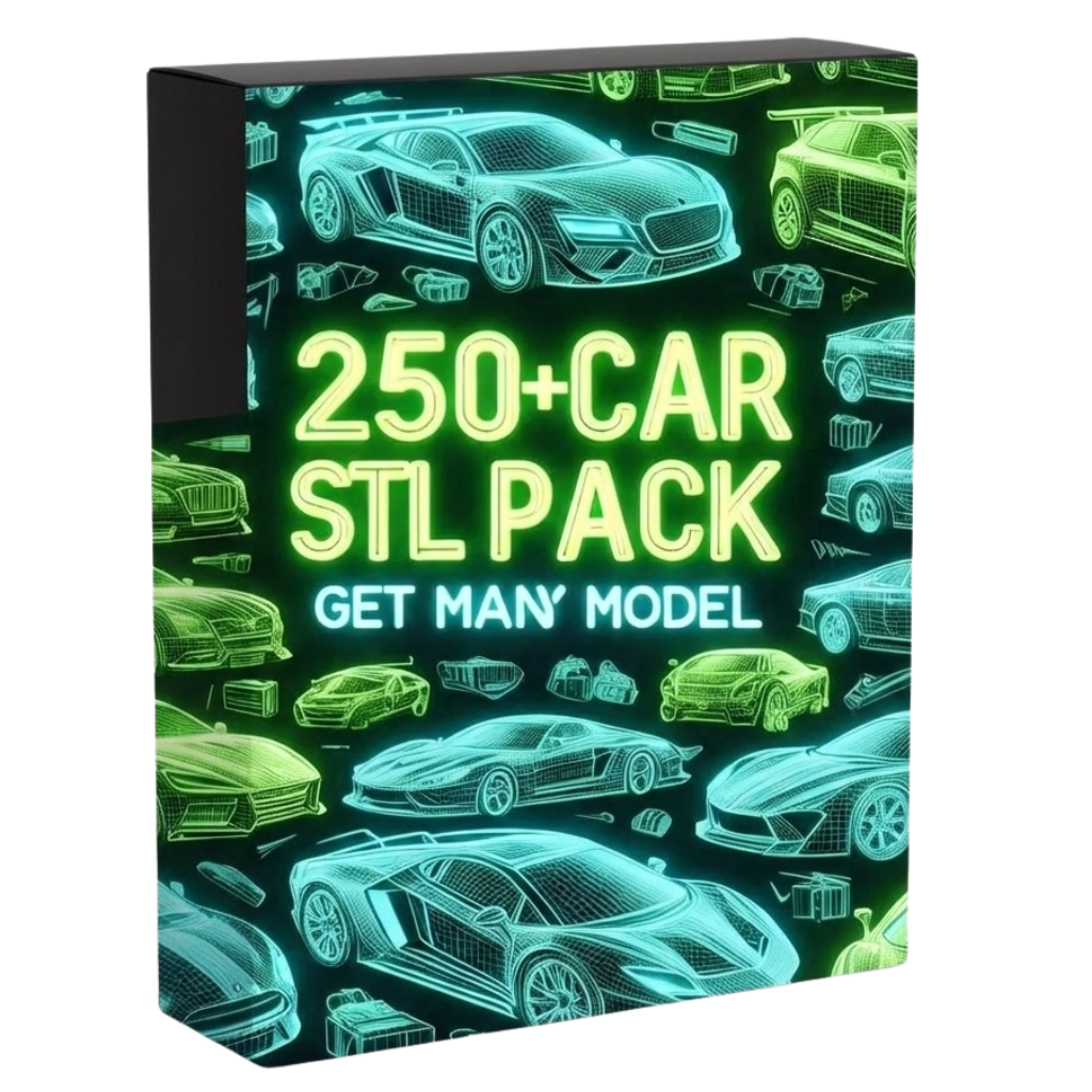 Lot de plus de 250 fichiers STL de voitures Premium pour impression 3D – Collection de voitures classiques, sportives et supercars | Téléchargement instantané