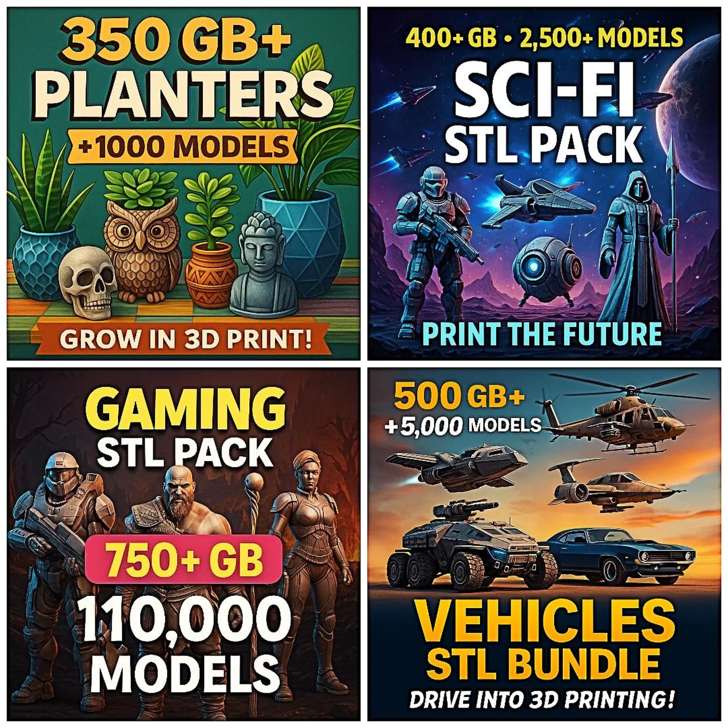 Ultimate 3D Print STL Mega Bundle (90 TB / 100,000+ Models) | Instant Digital Download | Lifetime Access