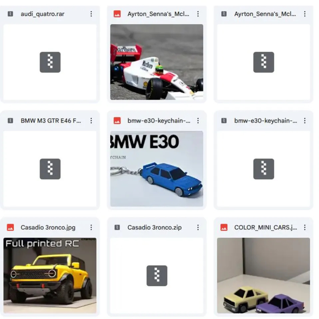 Lot de plus de 250 fichiers STL de voitures Premium pour impression 3D – Collection de voitures classiques, sportives et supercars | Téléchargement instantané