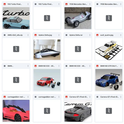 Lot de plus de 250 fichiers STL de voitures Premium pour impression 3D – Collection de voitures classiques, sportives et supercars | Téléchargement instantané