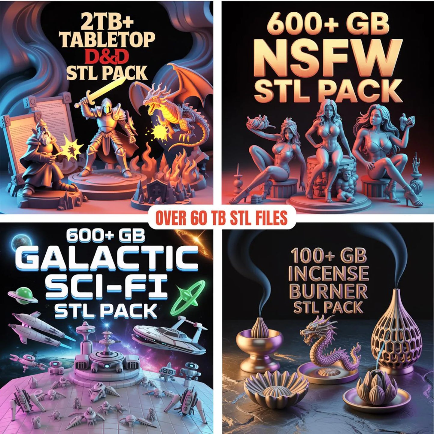 Complete 3D Print STL Files Mega Bundle (100,000+ Models, 57+ Categories) with Lifetime Access